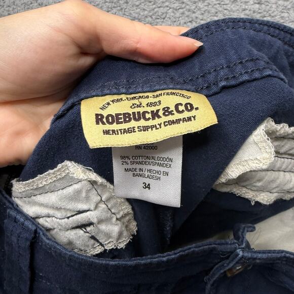 Vintage Roebucks & Co Shorts Mens 34 Blue Cargo - Picture 3 of 7